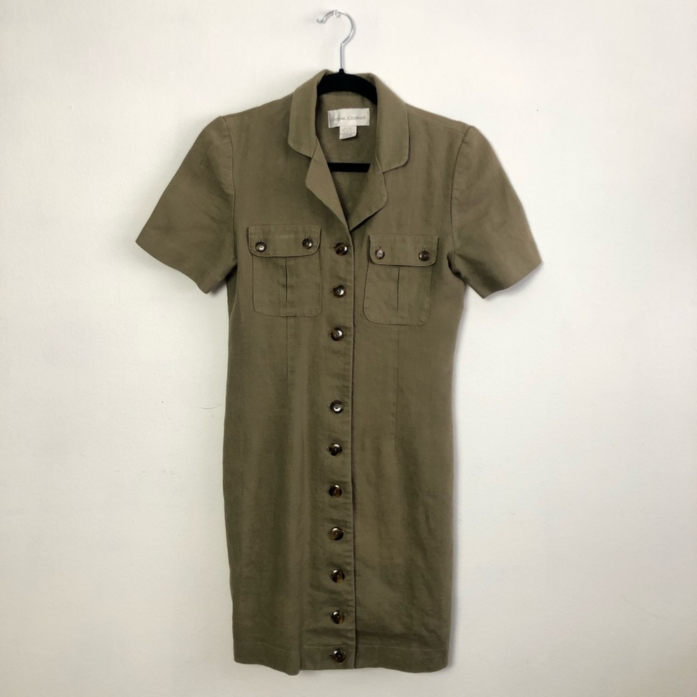 Vintage 90’s button up dress Size 4 Linen